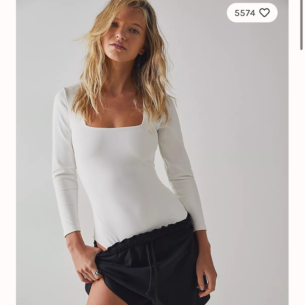 Nwt FREE PEOPLE Truth Or Square Duo Bodysuit. White. Brand new with tags. Large